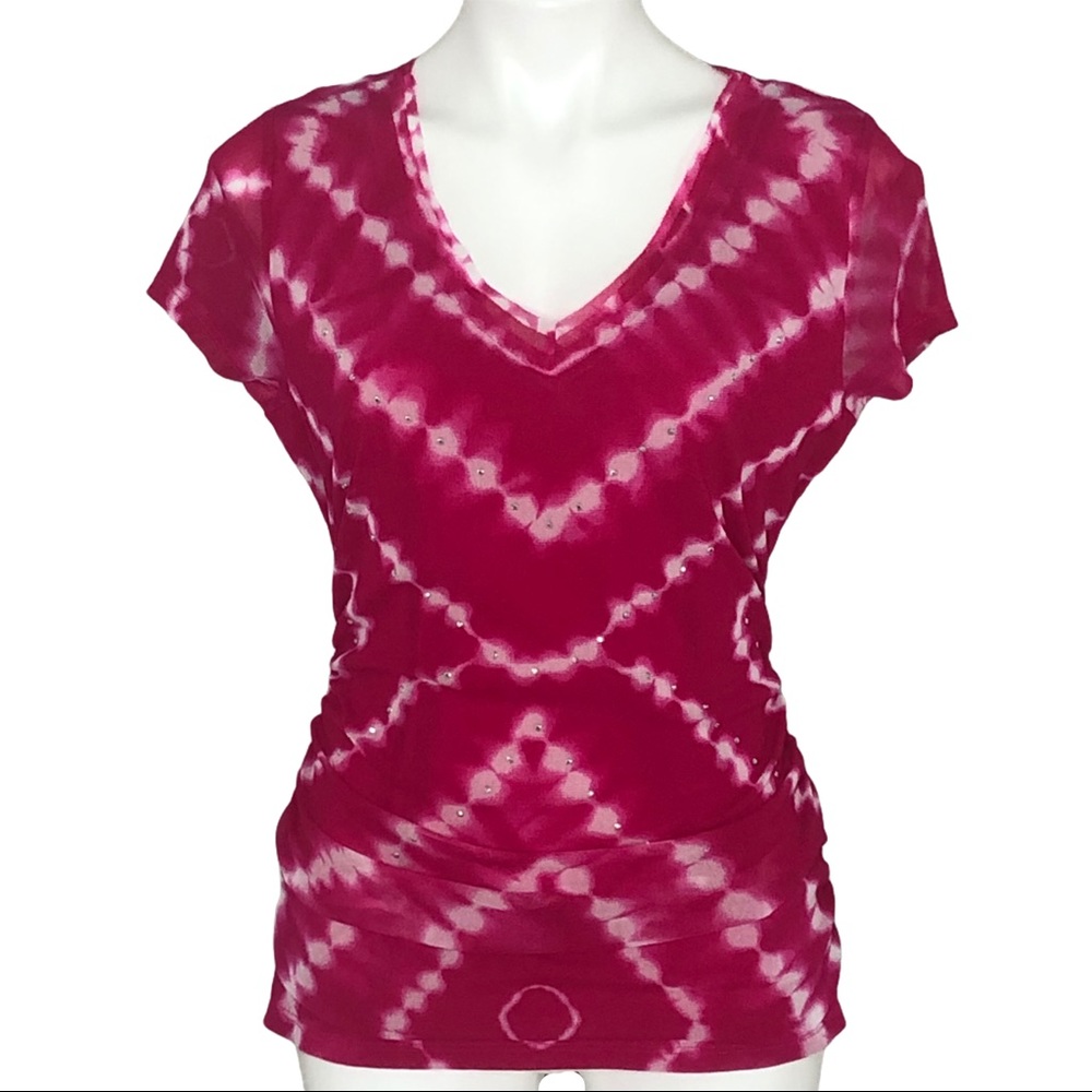 INC Pink/White Boho Tie-Dye Top, Size XL
